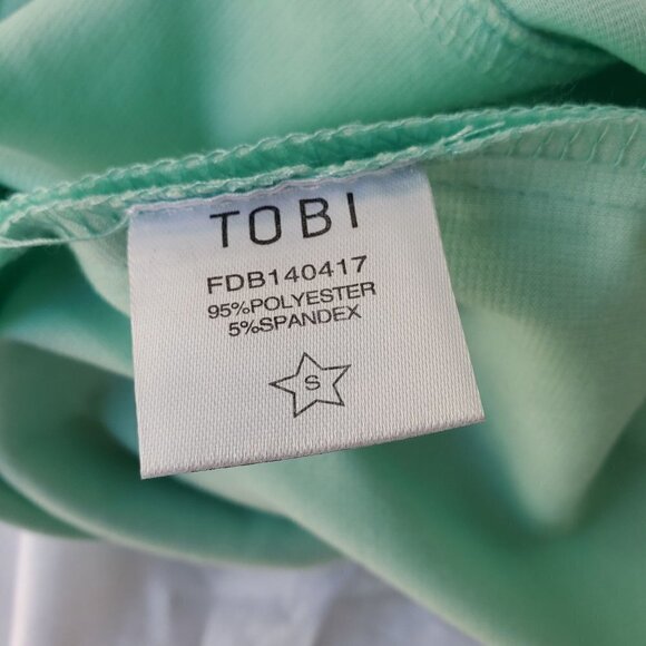 Tobi Strappy Open Back Mini Sheath Dress Green Aqua Poly Spandex Women Small NWT - Picture 9 of 10